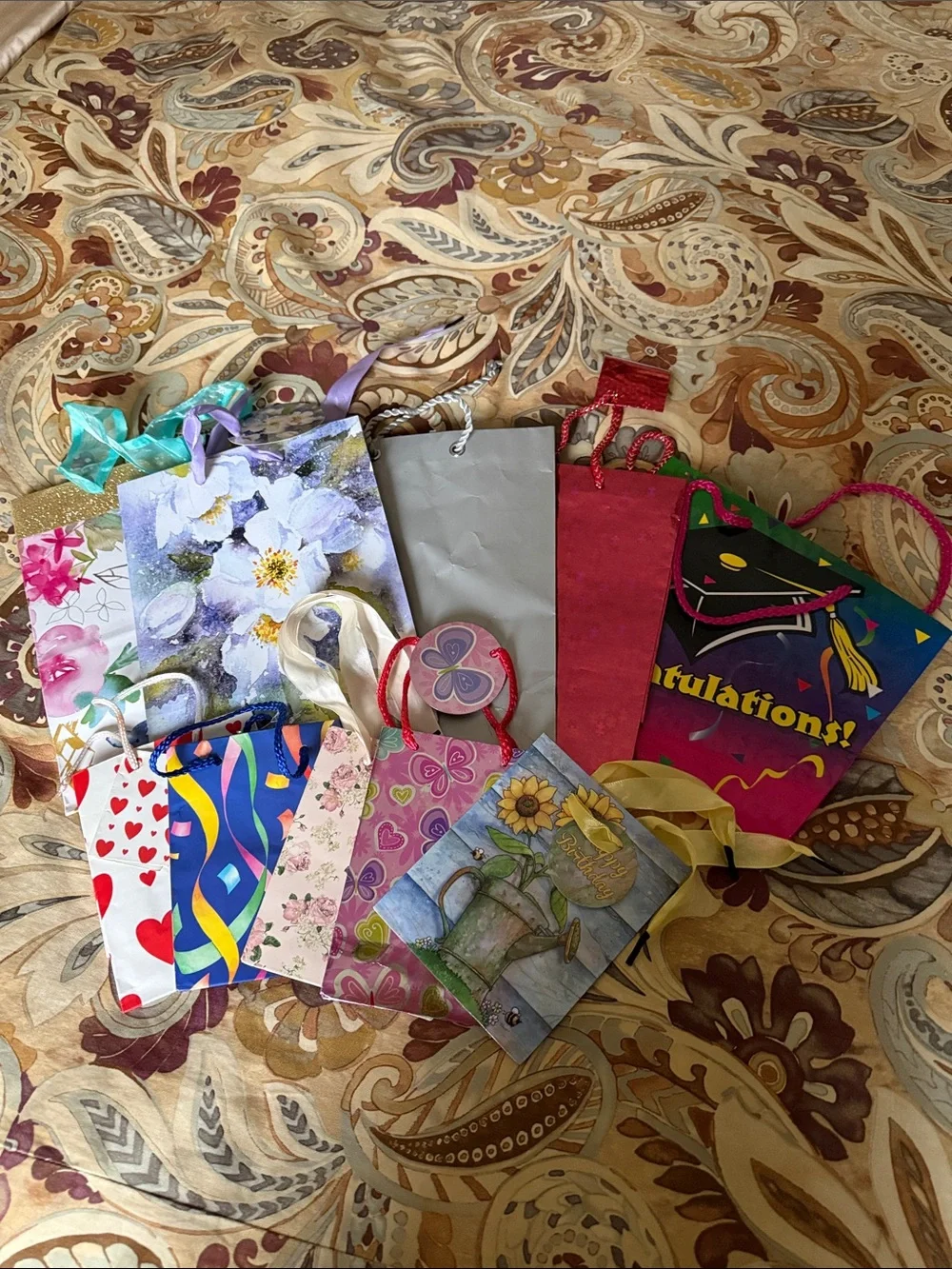 15 Assorted Decorative Gift Bags - Colorful Mixed Set